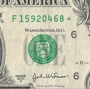 Atlanta Star Note One Dollar Bill F15920468* - Picture 1 of 11