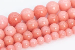 Quartz Beads Coral Pink Color Grade AAA Round Loose Bead 6/7-8/9-10/11-12MM - Picture 1 of 11