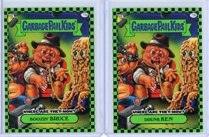 Garbage Pail Kids Flashback 1 BOOZIN' BRUCE & DRUNK KEN 73A/B Green Parallels - Picture 1 of 1