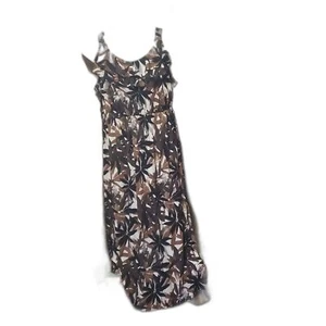 Susan Lawrence Frau. Sommerkleid mit Blätter; braun/schwarz/weiß; U-Ausschnitt. Größe 3X - Bild 1 von 13