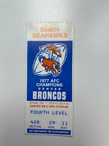 NFL TICKET STUB Seahawks @ Broncos - October 1, 1978 - Picture 1 of 3