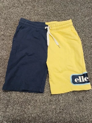 Pantalones Cortos de Correr Ellesse Hombres W30 L7 Azul Amarillo Algodón Cordón Deletrear Logo Foto 1 de 4
