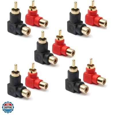 Conectores RCA macho para RCA fêmea adaptador plugue ângulo reto M/F 90 graus Elb... - Imagem 1 de 4