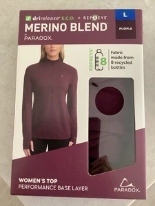 Paradox Women's Merino Blend Performance Base Layer Top, Purple, Size L - Picture 1 of 4