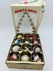 Vintage Christmas Ornaments Shiny Brite Glitter Unsilvered Lantern Atomic Indent - Picture 1 of 21