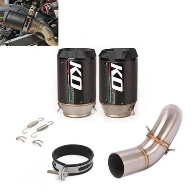 Exhaust Middle Link Pipe Muffler Tips Carbon Fiber For Kawasaki Z900 2020-2025 - Image 1 of 4