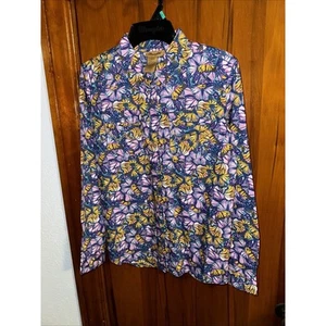 Wrangler Girls Print Long Sleeve Pearl Snap Western Shirt XL Turquoise Pink Navy - Picture 1 of 8