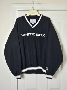 Vintage 90s Starter White Sox Pullover Jacket Mens Size Large Black Windbreaker - Picture 1 of 4