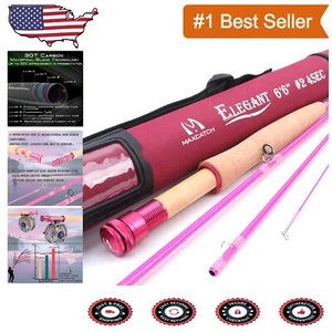 Elegant 6'6 Pink Fly Fishing Rod - Lightweight Carbon Fiber with Carrying Tube - Picture 1 of 10