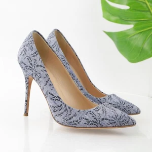 J. Crew Italy Women's Roxie Pump Size 8.5 Blue Printed Palmtree Pointed Heels - Picture 1 of 13