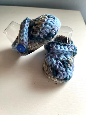 Zuecos Bebé Estilo Talla 6-9 Meses Azul Camuflaje Botines Zapatos Ducha Regalo Hecho a Mano NUEVO Foto 1 de 4