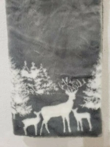 Well Dressed Home FAUX FUR Deer Reindeer  Woodland Gray Table Runner 14" X 72" - Picture 1 of 3