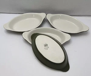4 cazuelas para hornear vintage Hall 528 verde blanco 9,5" ovaladas Au gratinadas - Usadas en Excelente Condición - Imagen 1 de 4