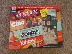 Family Game Night Book and Game Set Milton Bradley Clue Scrabble Sorry Yahtzee - Picture 1 of 6