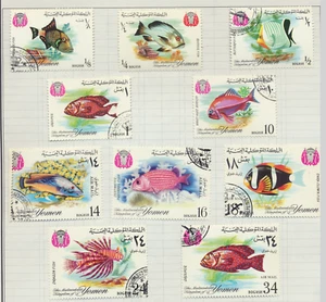 Briefmarken Jemen, Fisch, gestempelt auf Bestellung (CTO), 10 verschiedene - Bild 1 von 1