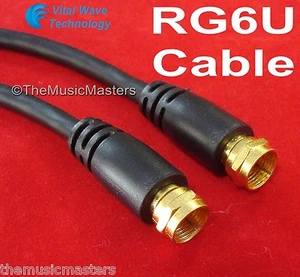 Black 9' ft RG6U Coaxial Digital Video Cable HD TV Satellite Antenna Wire VWLTW - Picture 1 of 1