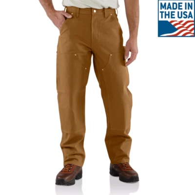 Pantalones de trabajo Carhartt b01 BRN 50x32 peto doble delantero no lavado hecho en Estados Unidos raro Foto 1 de 2