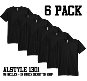 6 PACK ALSTYLE APPAREL MENS PLAIN SHORT SLEEVE T SHIRT 1301 SIZE MEDIUM BLANK - Picture 1 of 6