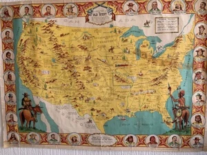 America, huge map, explorers, bandits, sheriffs. Danny Arnold, 1950. - Picture 1 of 7
