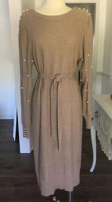 DE COLECCIÓN 1970 JUST MORT Nubbly SUÉTER Vestido PERLA ABULLONADA MANGAS BOTÓN ESPALDA Body Con Foto 1 de 4