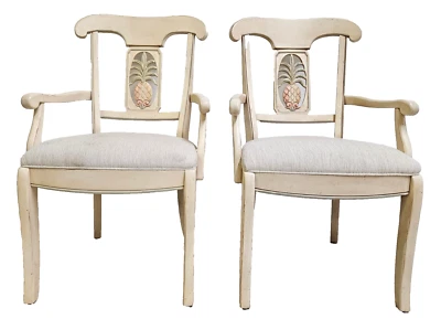 2 Ethan Allen Legacy Caribbean Hospitality Pineapple Dining Room Armchairs A - Image 1 of 4