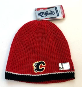 CCM Hockey Calgary Flames Hat Beanie Reversible NHL Reebok Unisex Red Black New - Picture 1 of 11
