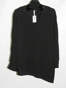 New NY Collection Women's Plus Size 2X Black Released Pleat Blouse - Picture 1 of 5