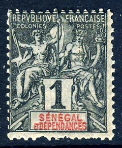 Llave Tablet SENEGAL & DEPENDENCIAS 1892 -Tipo 1c. Negro y rojo sobre azul SG 8 COMO NUEVO - Imagen 1 de 2