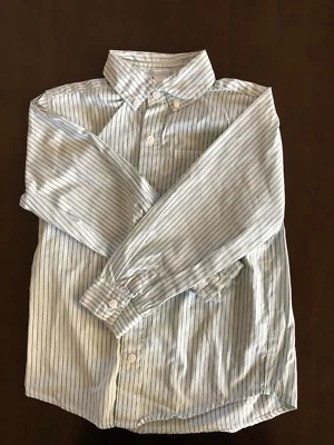 Janie и Jack мальчиков 6 зеленый синий белая полоса длинным рукавом рубашка на пуговицах - Изображение 1 из 2