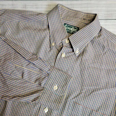 Gitman Bros L Large Long Sleeve Button Down Shirt Blue Yellow Plaid USA Vintage - Image 1 of 4