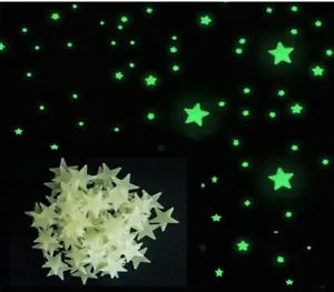 100 Pcs Stars Glow In The Dark star Stickers Wall Decal Kids Bedroom ship free - Picture 1 of 5