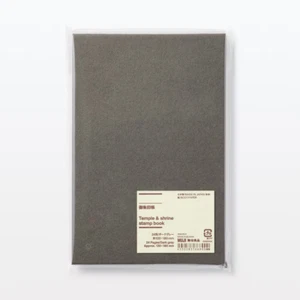 New Muji 83766900 Temple and Shrine Stamp Book 24 Pages 12x18cm Dark Gray - Picture 1 of 4