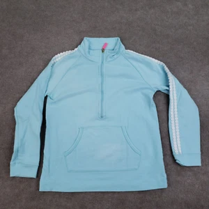 Lilly Pulitzer 1/4 Zip Sweatshirt Girl XL Blue Pullover Pocket Mock Neck Stretch - Picture 1 of 13