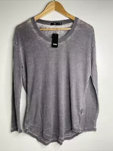 Sportsgirl Women’s Casual Sheer Top Size S Grey Long Sleeve Round Neck NEW $40 - Picture 1 of 16