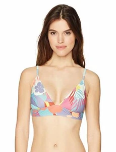 MAE WOMENS SWIMWEAR FIXED TRIANGLE BIKINI TOP (A-C CUP) FLORAL PRINT LARGE NEW - Picture 1 of 2