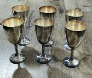Copas de vino chapadas en plata International Silver Co. - Juego de 6 7 pulgadas - Imagen 1 de 6