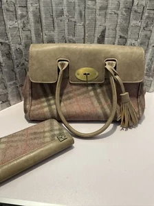 House of Tweed Large Handbag With Matching Matinee Purse - Pink Tartan Check VGC - Picture 1 of 11