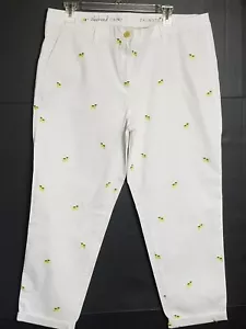Talbots The Weekend chino donna bianco con limoni ricamati taglia 14 - Foto 1 di 8