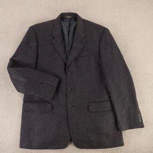 Oleg Cassini Jacket M Blue Gray Marled Tweed Wool Cashmere Twill 43R - Picture 1 of 16