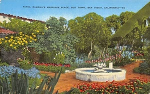 Patio Scene Ramona's Marriage Place  "Old Town" San Diego,CA Vtg 1930's Postcard - Picture 1 of 2
