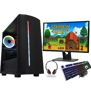 Gaming Bundle PC 22" Core i5 500GB+120GB SSD Nvidia GT710 2GB 8GB RAM Windows 10 - Picture 1 of 15
