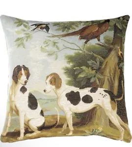 Cuscino arazzo cani da caccia 19” x 19” Made in France nuovo con etichetta - Foto 1 di 2