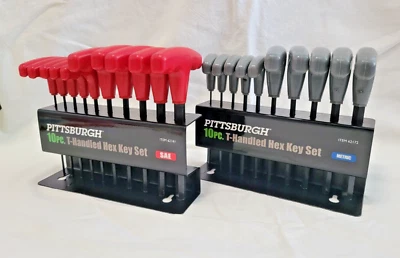 20 pc. SAE And Metric T Handle Allen Wrench Hex Key Set Long w/ Storage Stand - Image 1 of 3