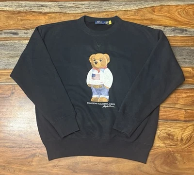 Sudadera polar POLO RALPH LAUREN PERSONALIZADA oso negra para mujer talla M Foto 1 de 4