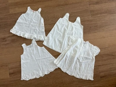 Vintage Handmade Baby Girl  Dress + 3 Slips White Lace Embroidery Lot Of 4 Piece - Image 1 of 4