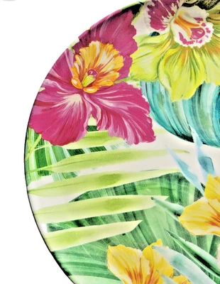 Rustico Tropical Orchid Melamine Dessert Salad Lunch Plates 9" Summer Set Of 4 - Image 1 of 4