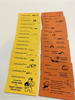Monopoly Community Chest & Chance Cards Completo 32 Piezas Juego Piezas de Repuesto Foto 1 de 4
