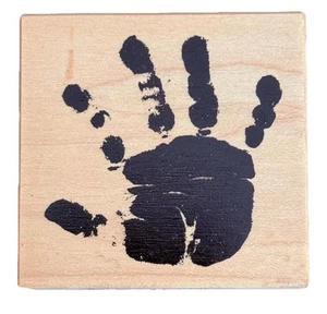 Little Child Baby Infant Newborn Handprint Mark Remembrance Wood Rubber Stamp - Picture 1 of 3