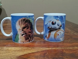 Tazas de café azul y blanco "Star Wars" Chewbacca y BB8 - Imagen 1 de 4