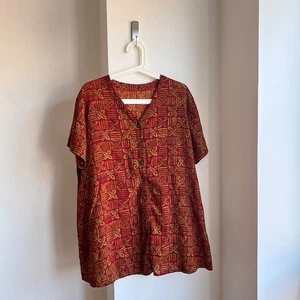 Vintage Y2K 90s Monsoon Boho Button Shirt Blouse Top 14 16 Block Print Anohki - Picture 1 of 15